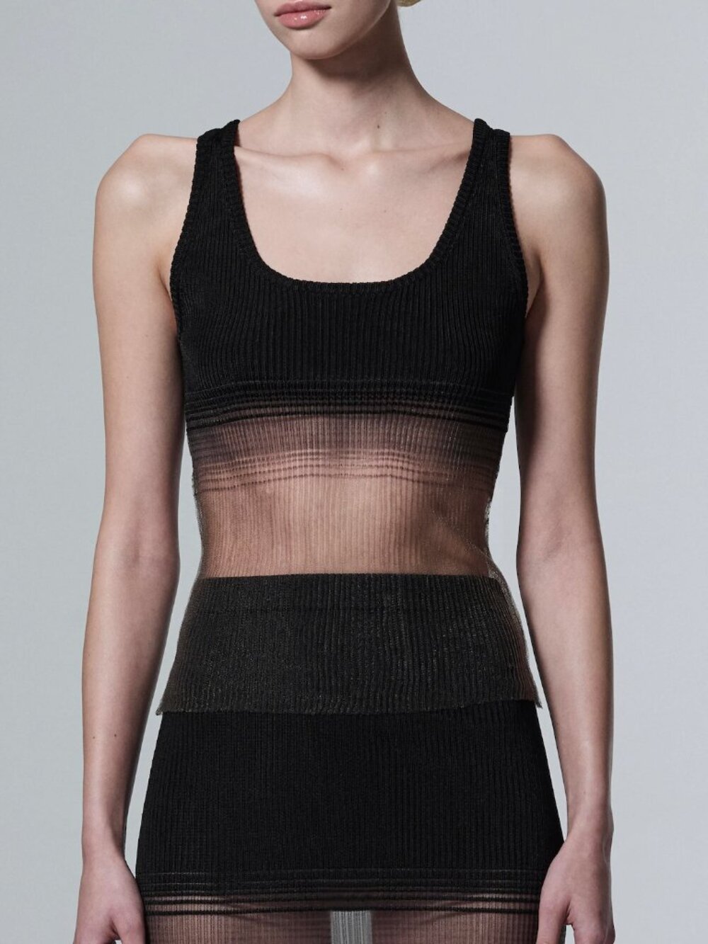 GRACE LING EVANESCENT Black See Through Sheer Tank Top
